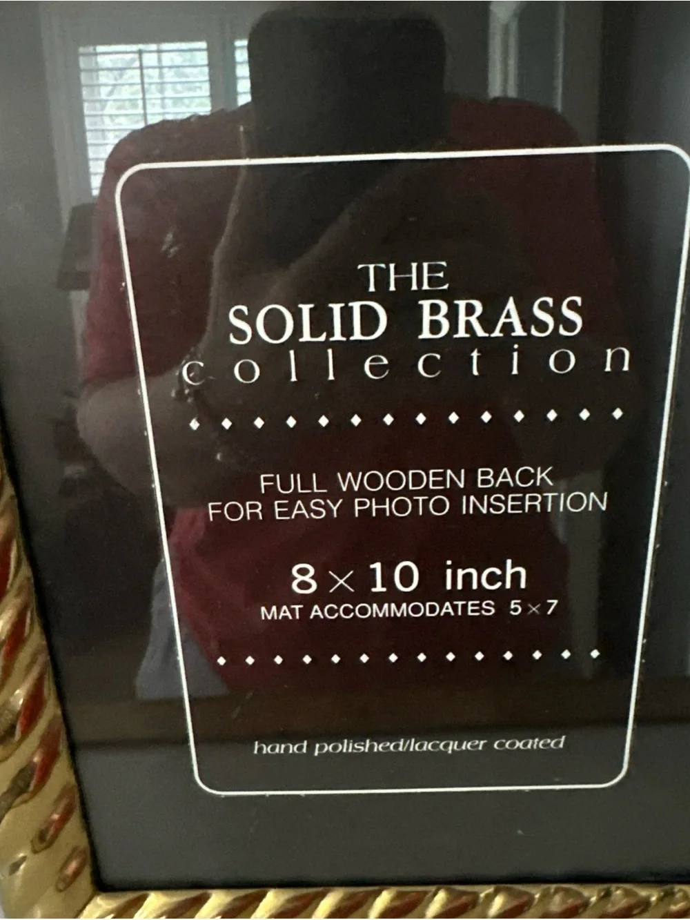 VINTAGE SOLID BRASS PICTURE FRAME FITS 8X10 WOOD BACK - Picture 3 of 7